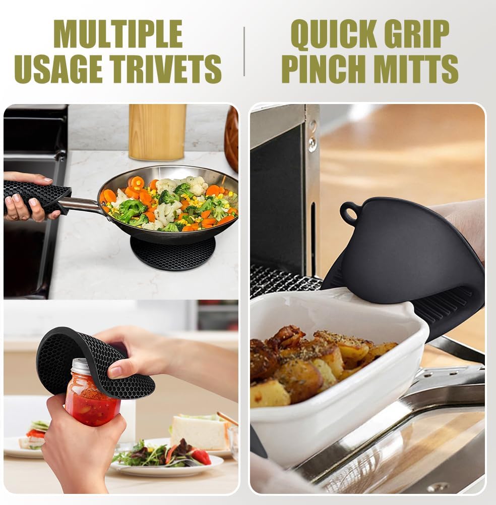 Extra Long Oven Mitts and Pot Holders Sets