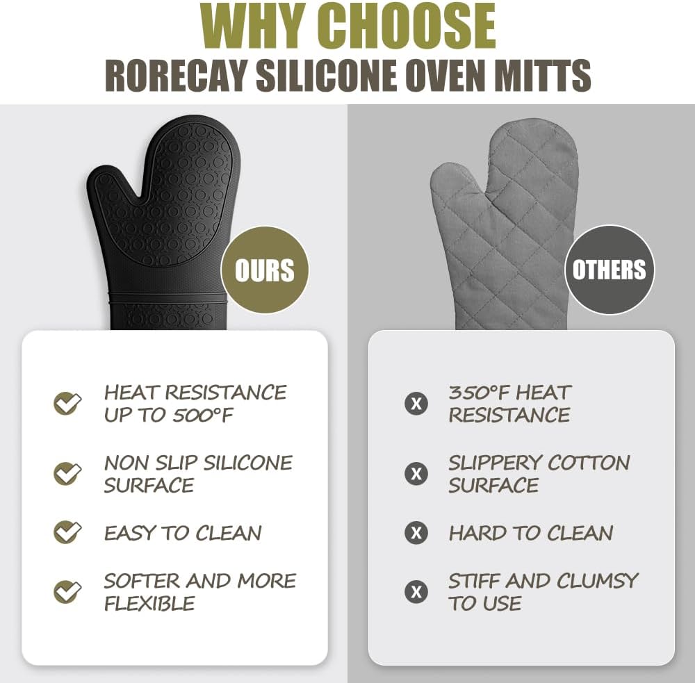 Extra Long Oven Mitts and Pot Holders Sets
