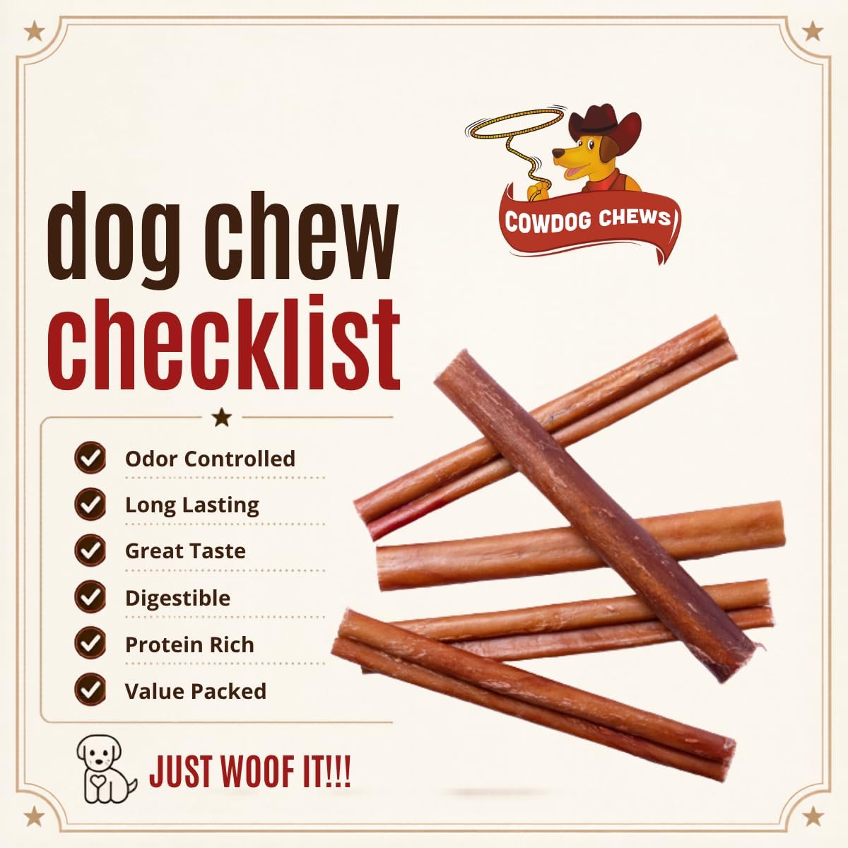Beef Bully Stick Odor-Free, Beef Collagen Chews
